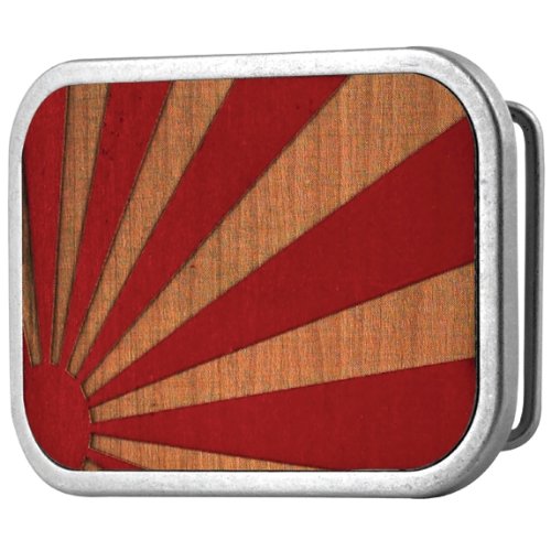 Rising Sun Red Gilded Wood Belt Buckle
