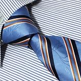 Man necktie:P5095 Designer Fashion Gift Necktie Blue Orange Ties Set Striped Neck Tie for Men Woven Pure Silk Mens Neckwear Neck Tie Set