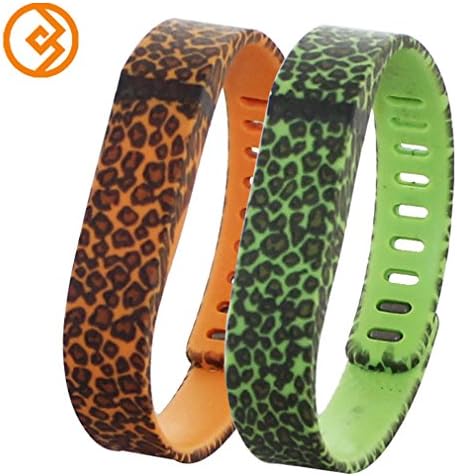 Bandcase New Style Lepoad Set Size Large L or Size Small S Multicolor Leopard Combinational Replacement Bands with Metal Clasps for Fitbit Flex Only No Tracker/ Wireless Activity Bracelet Sport Wristband Fit Bit Flex Bracelet Sport Arm Band Armband (Peach&Green, Large)