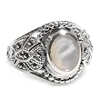 Sterling Silver Marcasite Ring with White Mother of Pearl - Size: 6-9