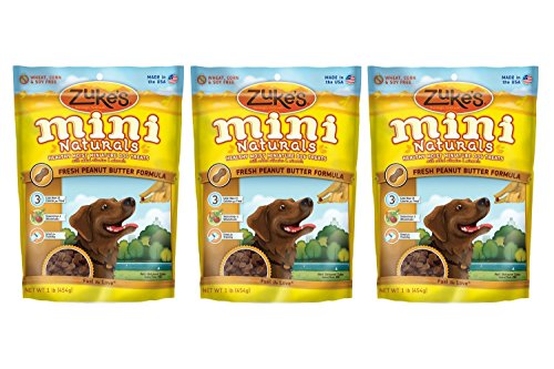 Zukes's Mini Naturals Healthy Moist Training Treats Peanut Butter (Pack of 3)