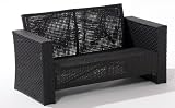 Rattan Möbel Lounge MONTE CARLO 2ER SOFA schwarz Leder Look style= Rattan Möbel Lounge MONTE CARLO 2ER SOFA schwarz Leder Look
