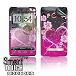 Pink Exotic Floral Flowers Love Heart Design Smart Touch Skin Vinyl Sticker Cover Protector for HTC PC36100 PC-36100 EVO 4G