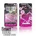 Pink Exotic Floral Flowers Love Heart Design Smart Touch Skin Vinyl Sticker Cover Protector for HTC PC36100 PC-36100 EVO 4G
