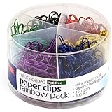 Officemate PVC Free Color Coated Clips, Assorted Colors, 450 per Tub (300 #2, 150 Giant) (97227)