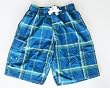 Mens Blue Plaid Swim Trunks with Elastic Waist, 2 Side Inseam Pockets, Side Cargo Pocket. Faux Fly, Mesh lined. Size SM-XL