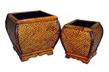 Bamboo Square Jar Planter Set of 2