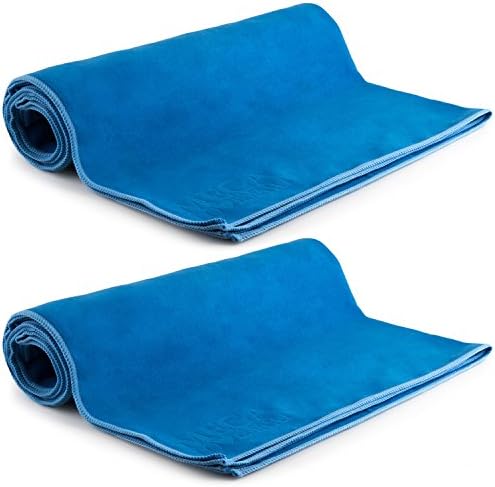 MEGALOVEMART Set of 2 Super Absorbent 24" x 72" Microfiber Non Slip Yoga &amp; Pilates Towels - Choose Your Color