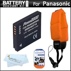 Battery Kit For Panasonic Lumix DMC-TS4, DMC-TS3 Digital Camera Includes Extended Replacement (1200Mah) DMW-BCF10 Battery + Floating Strap + LCD Screen Protectors + MicroFiber Cleaning Cloth