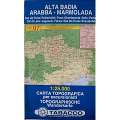 Gadertal, Arabba, Marmolada: Wanderkarte Tabacco 07. 1:25000: GPS. Sas de P�tia / Peitlerkofel, Puez, Gherdenacia, Sella, Pad�n Col di Lana, Lagazuoi, F�nes, Sas dla Crusc / Kreuzkofel