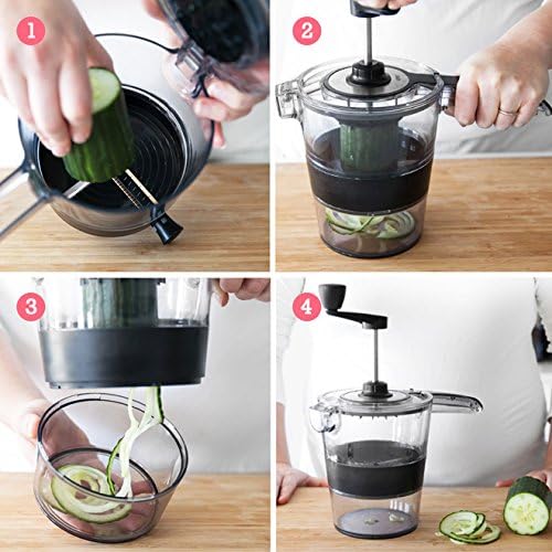 KitchElite Spiralizer - Vegetable Spiral Slicer, Strongest-and-Heaviest Duty Guarantee, Lifetime Replacement Warranty, Best Veggie Pasta & Spaghetti Maker for Low Carb/Paleo Diet Healthy Vegetable Meals, Japanese Stainless Steel Blades, Best Kitchen Tool to Julienne & Mandolin Veggies