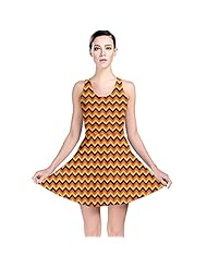 Chevron Print Geometric Print Vintage Stretchy Polyester/Spandex Skater Dress 