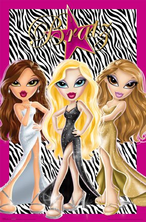 Bratz (Starz) Black Wood-Mounted Framed Art Poster Print - 24 X 36