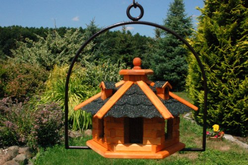 Vogelhaus Dach in dunkel Nr16 und Bügel zum aufhängen von Vogelhaus, Nistkasten, Vogelhäuschen, Futterhaus, Vogelvilla und Vogelhäusern, feuerverzinkt und pulverbeschichtet, rostfrei, hängend