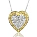 18k Gold White and Yellow Diamond Heart Pendant Necklace (GH, SI, 0.49 carat)