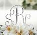 Silver Monogram Wedding Cake Toppers Initials with Rhinestone - Set of 3
