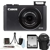 Amazon.com : Canon PowerShot S110 12.1 MP Digital Camera with 5x Optical Image Stabilized Zoom (Black) + 16GB Memory Card + Universal Camera Case + Accessory Kit : Point And Shoot Digital Camera Bundles : Camera & Photo