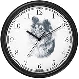 Shetland Sheepdog (Sheltie or Shelty) Sheep Dog (MS) Wall Clock by WatchBuddy Timepieces (White Frame)