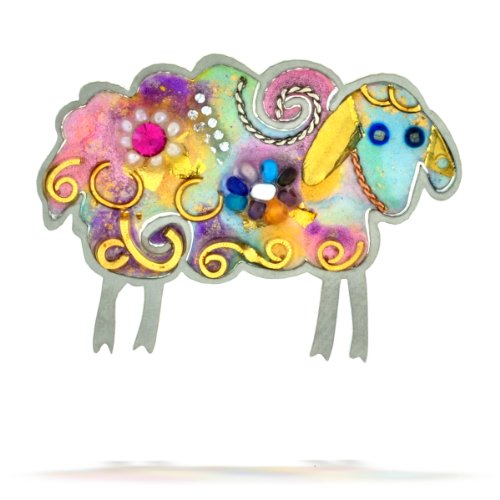 Colorful Fluffy Sheep Pin from the Artazia Collection #673W NP