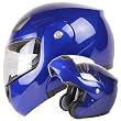 Metallic Blue Modular Flip up Motorcycle Helmet DOT #936 (Large)