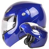 Metallic Blue Modular Flip up Motorcycle Helmet DOT #936 (Large)