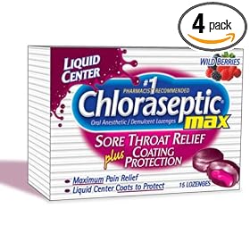 Chloraseptic Max Strength Lozenges, Wild Berries, 15-Count (Pack of 4)