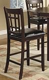 Set of 2 Counter Height Stools Lattice Back Dark Cappuccino Finish