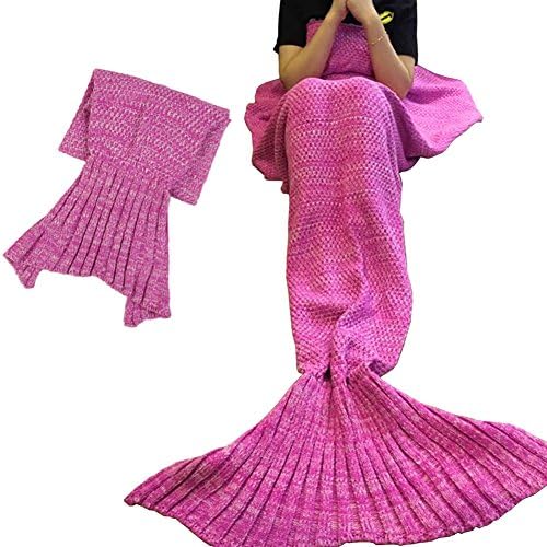 Mermaid Blanket,Sofa Blanket with Reading and Watching TV, Comfortable and Warm for kids (55 x 28 inch, Purple Pink)