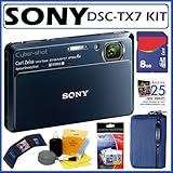 Sony DSCTX7 DSC-TX7 10.2MP CMOS Digital Camera with 4x Optical Zoom
 with Optical Steady Shot Image Stabilization and 3.5-inch Touch Screen 
LCD in Blue + 8GB Accessory Kit