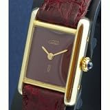 Antique Vintage: Pre-owned Ladies Cartier Watch Vermeil Tank Burgundy Dial Swiss Manual Wind... by Cartier