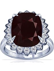 Platinum Cushion Cut Ruby Ring With Sidestones