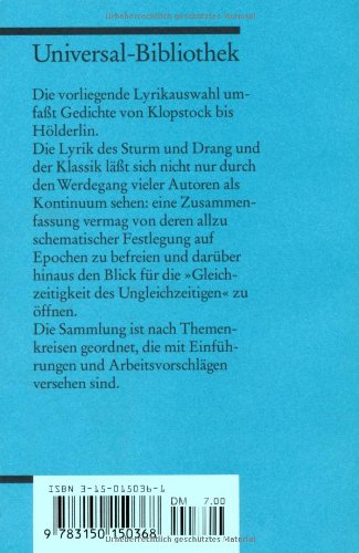 Gedichte Des Sturm Und Drangs Libro Gedichte des Sturm und Drang und der Klassik di