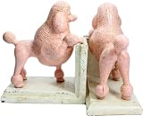 HomArt Rosey the Poodle Bookends, Made of Cast Iron, Set of 2, Pink and White Finish