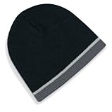 Beechfield two tone beanie hat Black-Graphite-Oyster