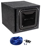 Package: MTX TS5512-22 12" 600 Watts RMS Dual 2-OHM Square Subwoofer + Atrend Single 12" Vented Subwoofer Enclosure + Sub Box Wire Kit With 14 Gauge Speaker Wire + Screws + Spade Terminals