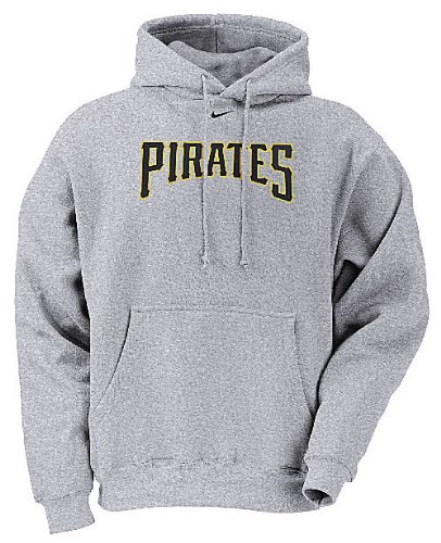 Pittsburgh Pirates MLB Grey Short Stop Embroidered Tackle Twill Hooded Sweatshirt By Nike Team Sport (L=44)
