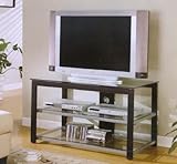 Black Rectangular TV Stand With Glass Shelves