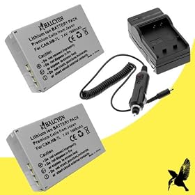Two Halcyon 1600 mAH Lithium Ion Replacement Battery and Charger Kit for Canon PowerShot SX30 IS 14.1 MP Digital Camera and Canon NB-7L
