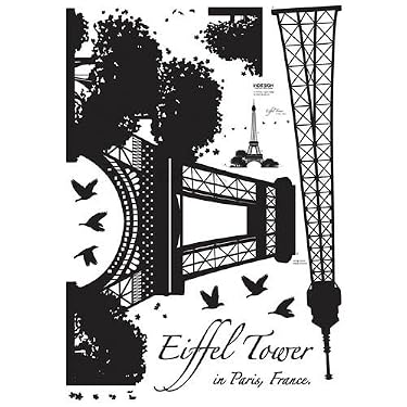 Easy Instant Decoration Wall Sticker Decal - Eiffel Tower Silhouette
