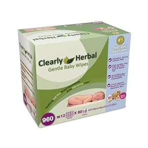 Clearly Herbal - Voted the #1 Natural Baby Wipes in the World - Looking for a Healthier and Safer Alternative? - Helps Reduce and Eliminate Diaper Rash - Natural Herbal Sensitive Baby Wipes - 960 Wipes (12 Pack) 80 Count - MONEY BACK GUARANTEE