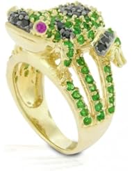 Bling Jewelry Gold Vermeil Multi Color Frog Cocktail Ring
