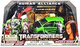 Hasbro Year 2009 Transformers Movie Series 2 "Revenge of the Fallen" Human Alliance Series Robot Action Figure Set - Voyager Class 6 Inch Tall Autobot SKIDS with Deployable Machinegun, Missile Launcher and Missiles (Vehicle Mode: Chevy Beat Concept), Scout Class 4 Inch Tall ARCEE (Vehicle Mode: Motorcycle) Plus Mikaela Banes Action Figure (2-1/2" Tall)IMAGE