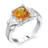 Sterling Silver 2.00 cts Radiant Cut Citrine Ring Size 7