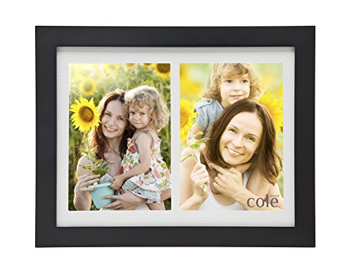 Philip Whitney Matte Black Wooden Dual Opening 5x7 Matted Picture Frame