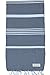 Turkish Beach Towel | 100% Cotton, Prewashed, 38 x 70 Inches | Quick Dry, Sand Free, Lightweight | Large Bath Towel for Beach, Pool, Bathroom, SPA, Gym, Yoga and Beach Blanket (Gray pinstripe)