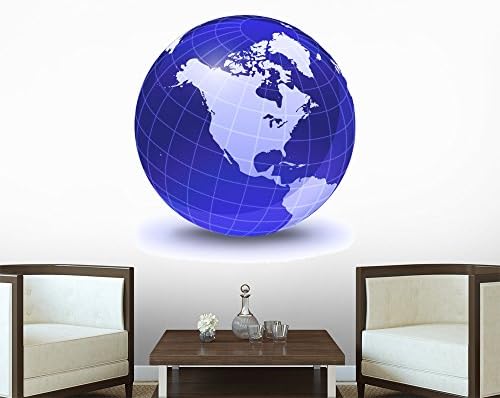 Stylized Earth Globe with Grid Wall Decal - 42 Inches H x 42 Inches W - Peel and Stick Removable Graphic