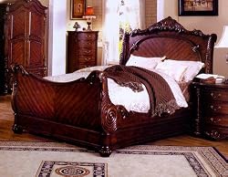 Cherry Finish King Sleigh Bed