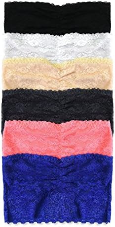 Styleyet Women's Floral Lace Bralette Bra Tube Crop Top Bandeau(6PACK) (Small)