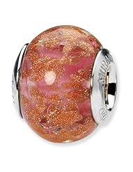 Sterling Silver Reflections Pink/Gold Italian Murano Bead