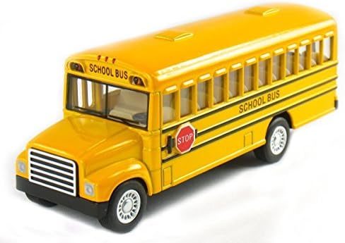 NEW Yellow School Bus Diecast Model pull back action openable doors 5 inch